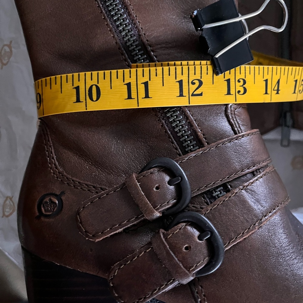 Born Brown Leather Knee-High Heeled Boots - Picture 8 of 16